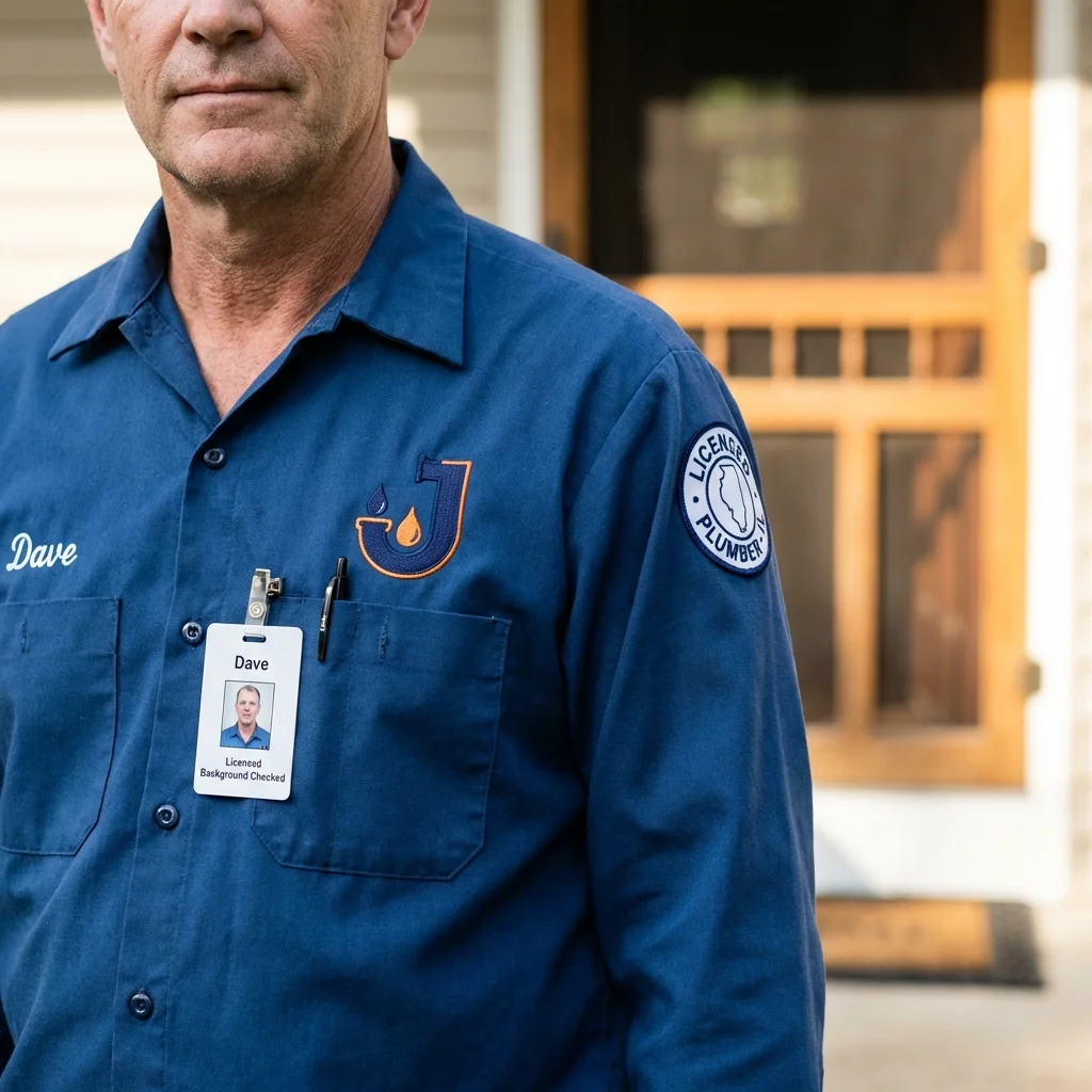 Licensed plumber showing ID badge in Sylvania, AL